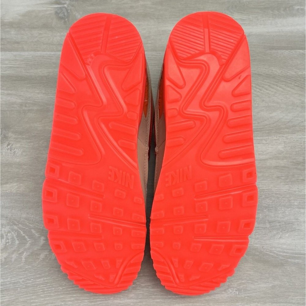 Nike Women's Air Max 90 Pink Hot Coral and Tan Sneakers - Picture 9 of 11
